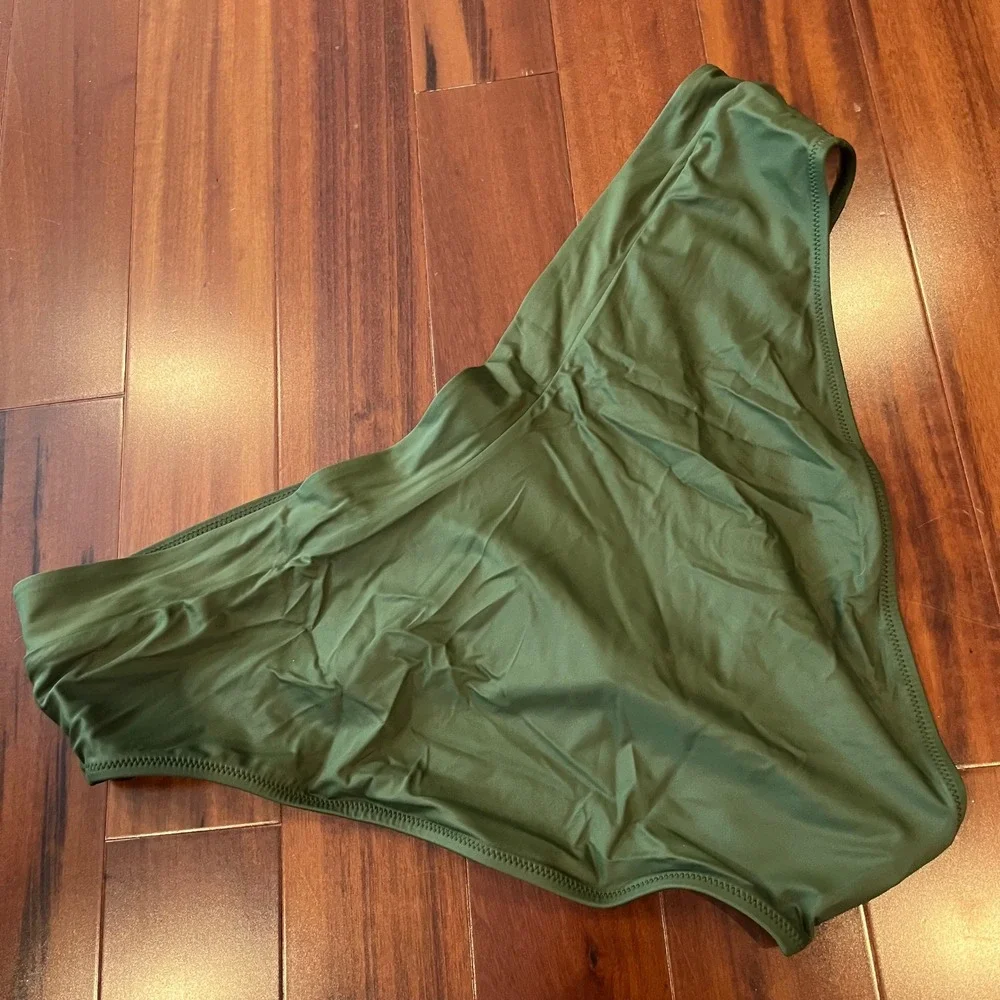 J.Crew Green Bikini Bottom Swim Olive Safari Solid BF171 New Plus Size‎ 3X